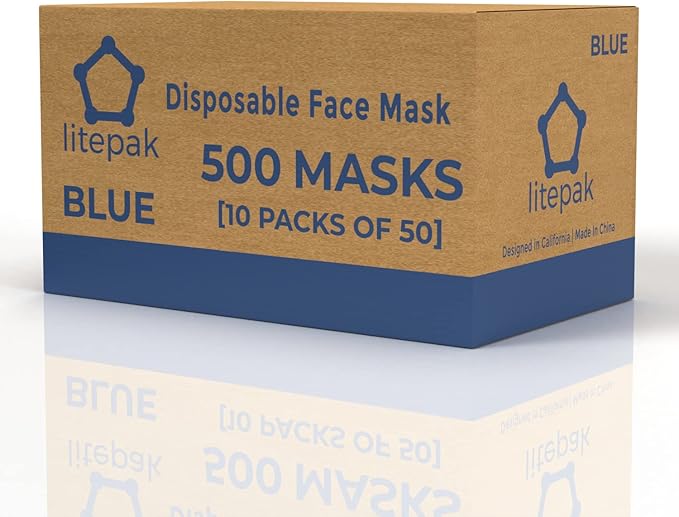 Litepak 500pcs Premium Disposable Face Mask SOFT 3ply Nose Wire