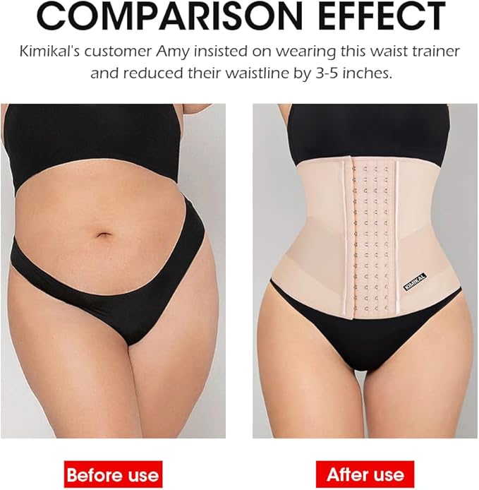KIMIKAL Women Waist Trainer Corset Belt: Under Clothes Sport Tummy Control Long Torso Shapewear