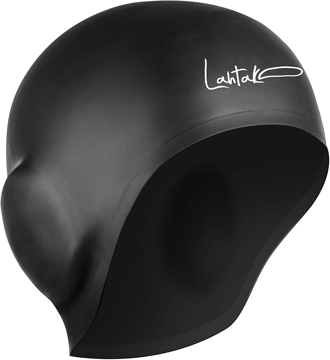3D Swim Caps - Ear Protection Swimming Cap for Women & Men - Silicone, Waterproof - Fits Long & Short Hair - Adult & Youth