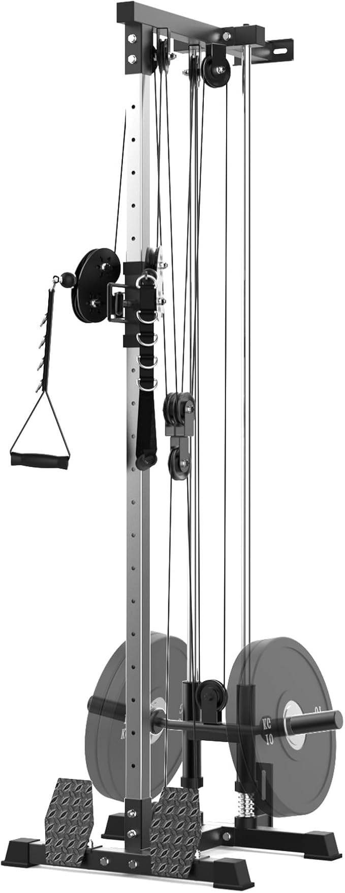 LAT Pulldown Machine, Multi-Functional Cable Machine with High and Low Pulley Station, Row Cable Machine Home Gym with Leg Support, Tricep Workout Equipment