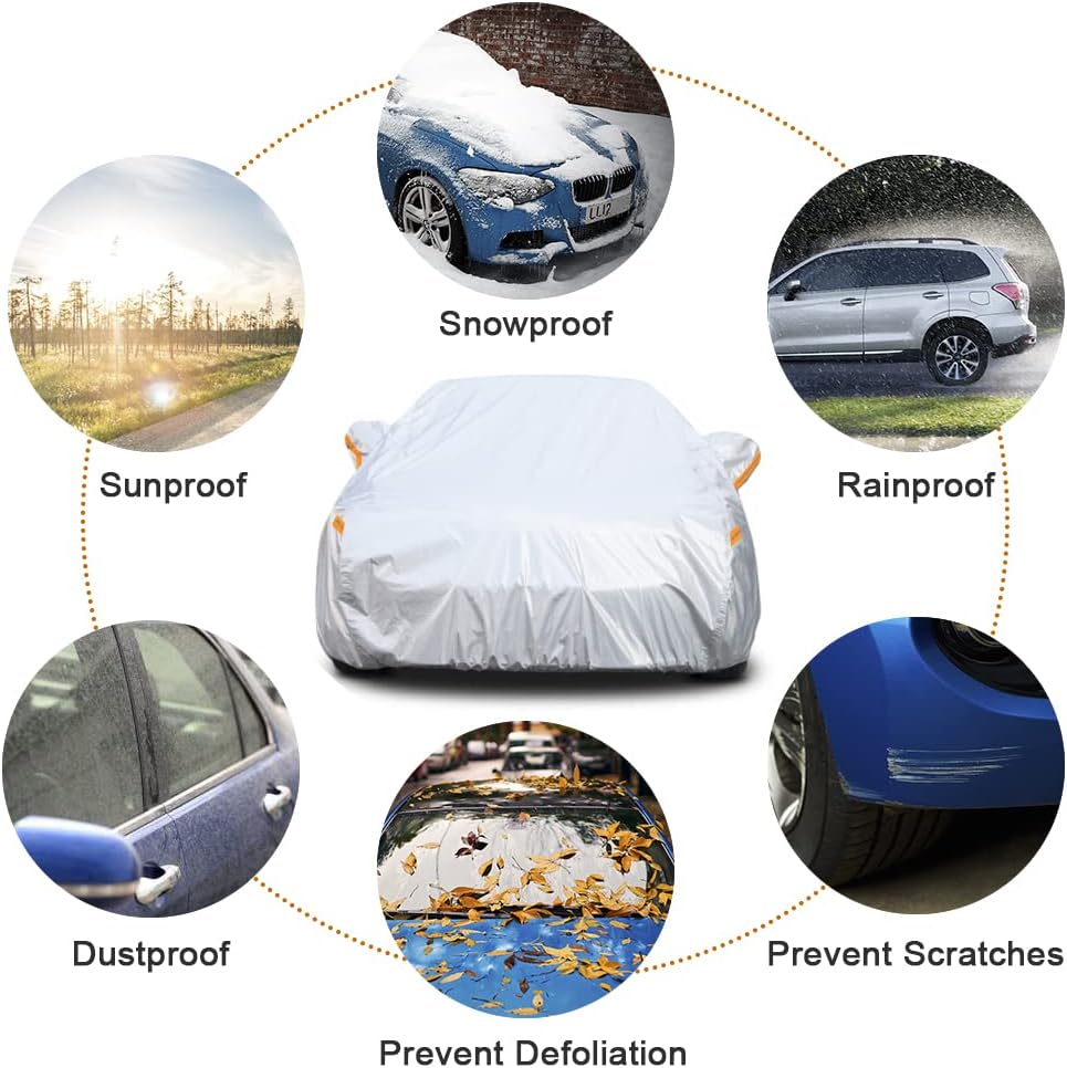 Kayme 6 Layers Car Cover Custom Fit for Cadillac CTS (2003-2014) Waterproof All Weather for Automobiles, Outdoor Full Cover Rain Sun UV Protection.Silver