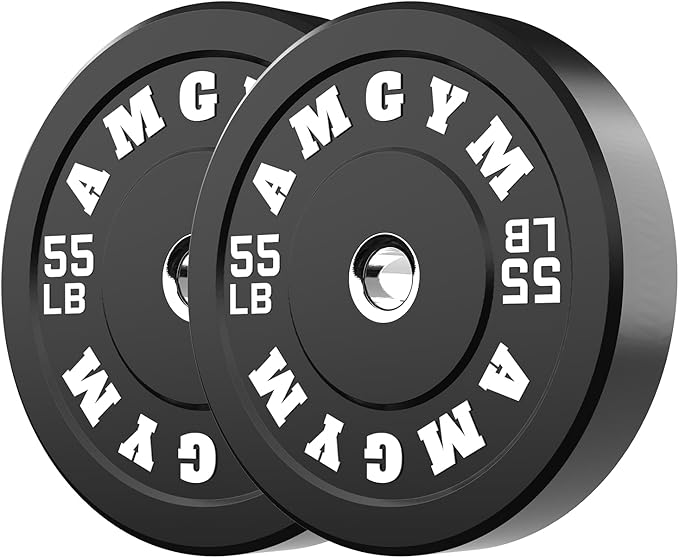 2 Inch Bumper Plates，10-500lbs，Barbell Rubber Olympic Weight Plates Set for Home Gym, Strength Training & Weight Lifting, Multiple Options Colors