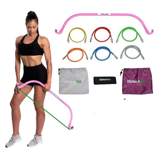 Lite Gorilla Bow Portable Home Gym Resistance Bands and Bar System for Travel, Fitness, Weightlifting and Exercise Kit, Full Body Workout Equipment Set