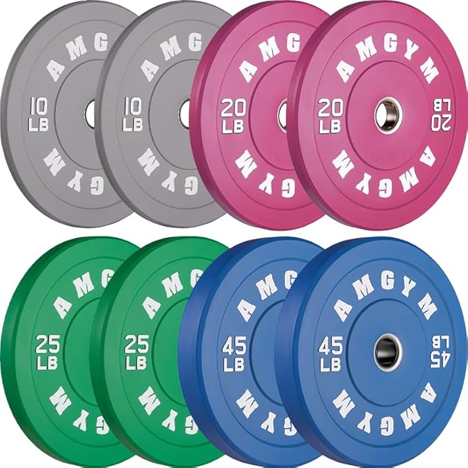 2 Inch Bumper Plates，10-500lbs，Barbell Rubber Olympic Weight Plates Set for Home Gym, Strength Training & Weight Lifting, Multiple Options Colors