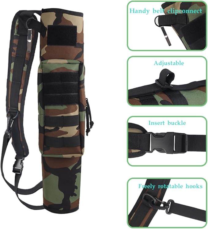 KRATARC Archery Lightweight Back Arrow Quiver Dual Use Foldable Compact Hip Arrows Bag with Molle System Pocket Hanged for Target Shooting Hunting