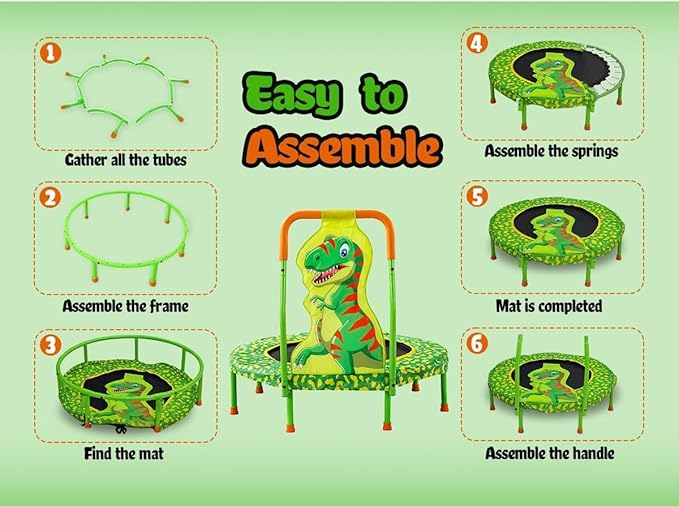 36 Inch Toddler Trampoline with Handle, Outdoor Indoor Trampoline for Kids, Mini Trampolines with Handlebar, Gifts for Boys and Girl, Small Kid Baby Trampolines