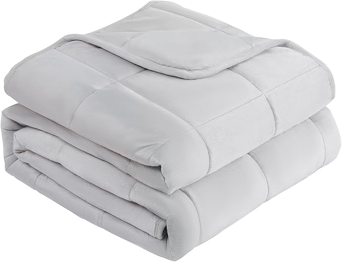 L'AGRATY Weighted Blanket - 60"x80", 15lbs Soft Breathable Heavy Blanket with Minky Material and Glass Beads for Adults, All-Season