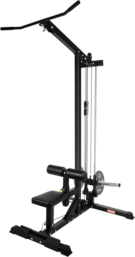 LAT All-in-one Machine with High and Low Pulley Station, LAT PullDown and LAT Row Cable Machine, LAT Tower with Adjustable Leg Support for Home Gym Total Body Training