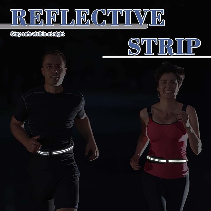 2 Pcs Running Belt for Men and Women, Slim Running Belt, Reflective Waterproof Double Pocket Design, Suitable for Running, Cycling, Mountaineering and Other Sports (Blue, Green)