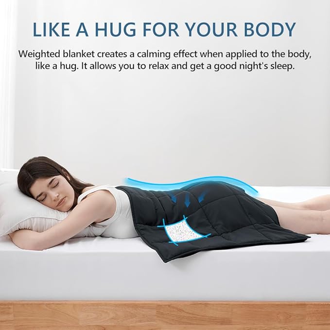 L'AGRATY Weighted Lap Blanket 7lb: Small Weighted Blankets for Adults Portable Travel - Cooling Pad Blanket for Relaxation Sleeping - Cozy Lap Washable All-Season(29" x 24")