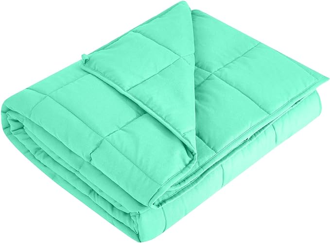 L'AGRATY Weighted Blanket - 48"x72" 15lbs Cooling Breathable Heavy Blanket Microfiber Material with Glass Beads for Adult All-Season Summer Fall Winter Soft Thick Comfort