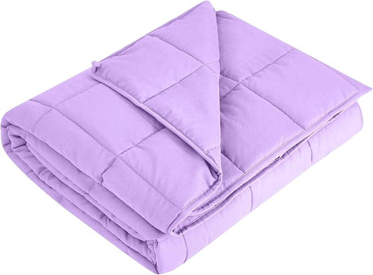 L'AGRATY Weighted Blanket - 60"x80", 15lbs Cooling Breathable Heavy Blanket with Glass Beads for Adult All-Season