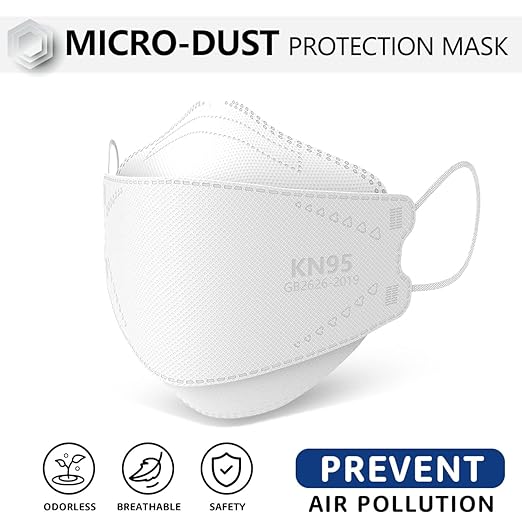 LEVENIS KN95 Face Masks 100 Pack, Breathable Comfortable and Disposable KN95 Mask, White