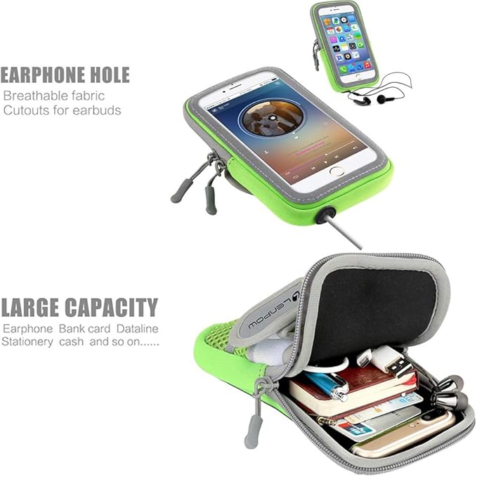 LENPOW 2 Pack Multifunctional Outdoor Sports Armband Sweatproof Running Armbag Casual Arm Package Bag Gym Fitness Cell Phone Bag Key Holder for iPhone 14 13 12 Max Pro Plus Samsung Galaxy Note S22 S21