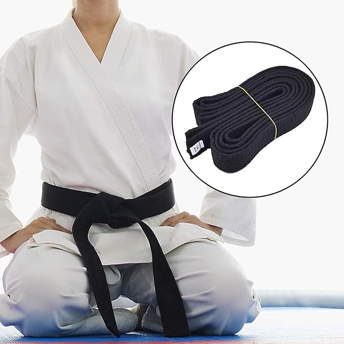 110 Inch Black Karate Belt, 280cm Taekwondo Solid Rank Martial Arts Belts Universal Fit for Judo/Karate/Taekwondo