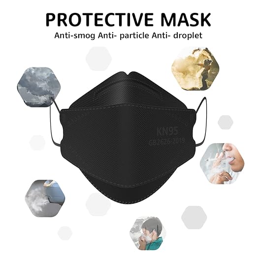 LEVENIS KN95 Face Masks 50 Pack, Breathable Comfortable and Disposable KN95 Mask, Black