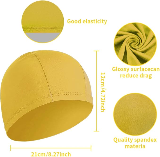 2pcs Cloth Swim Caps for Both Women & Men & Kids Fabric Durable Non-Waterproof Elastic Swimming Pool Cap Bathing Cap for Long and Short Hair