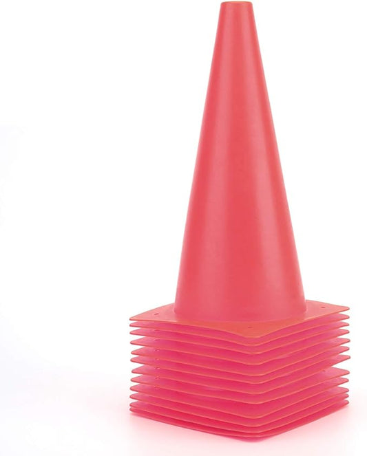 12 Inch Traffic Training Cones, Plastic Safety Parking Cones, Agility Field Marker Cones for Soccer Basketball Football Drills Training, Outdoor Sport Activity & Festive Events - 6 Colors