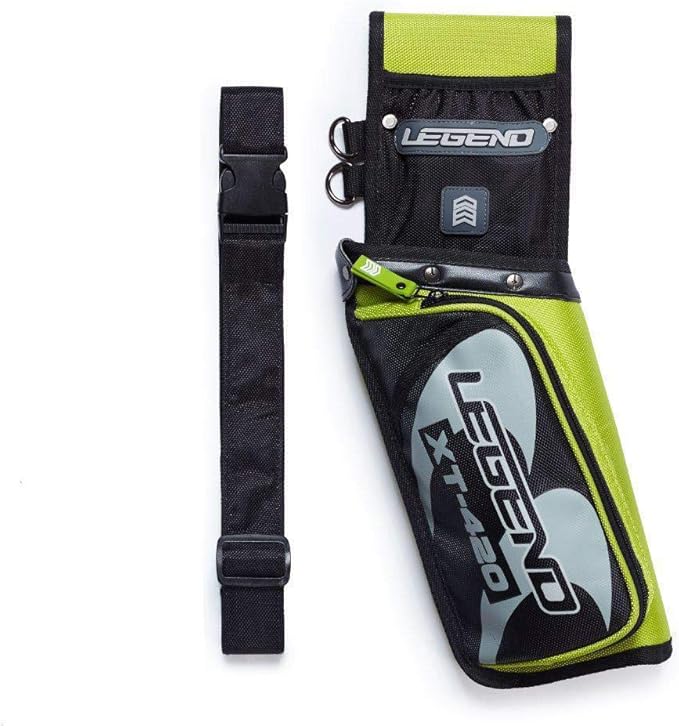 Legend XT420 Field Quiver - Left or Right-Handed Quiver Arrow Holder, Archery Quiver with 3 Arrow Tube, Durable Nylon Hip Quivers with Multiple Pockets for Archery Accessories, Score Card & Tools