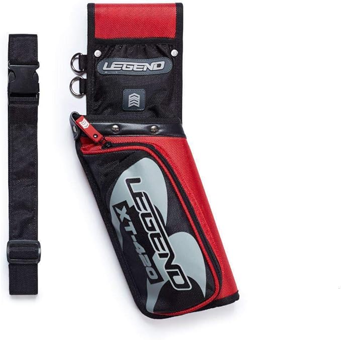 Legend XT420 Field Quiver - Left or Right-Handed Quiver Arrow Holder, Archery Quiver with 3 Arrow Tube, Durable Nylon Hip Quivers with Multiple Pockets for Archery Accessories, Score Card & Tools