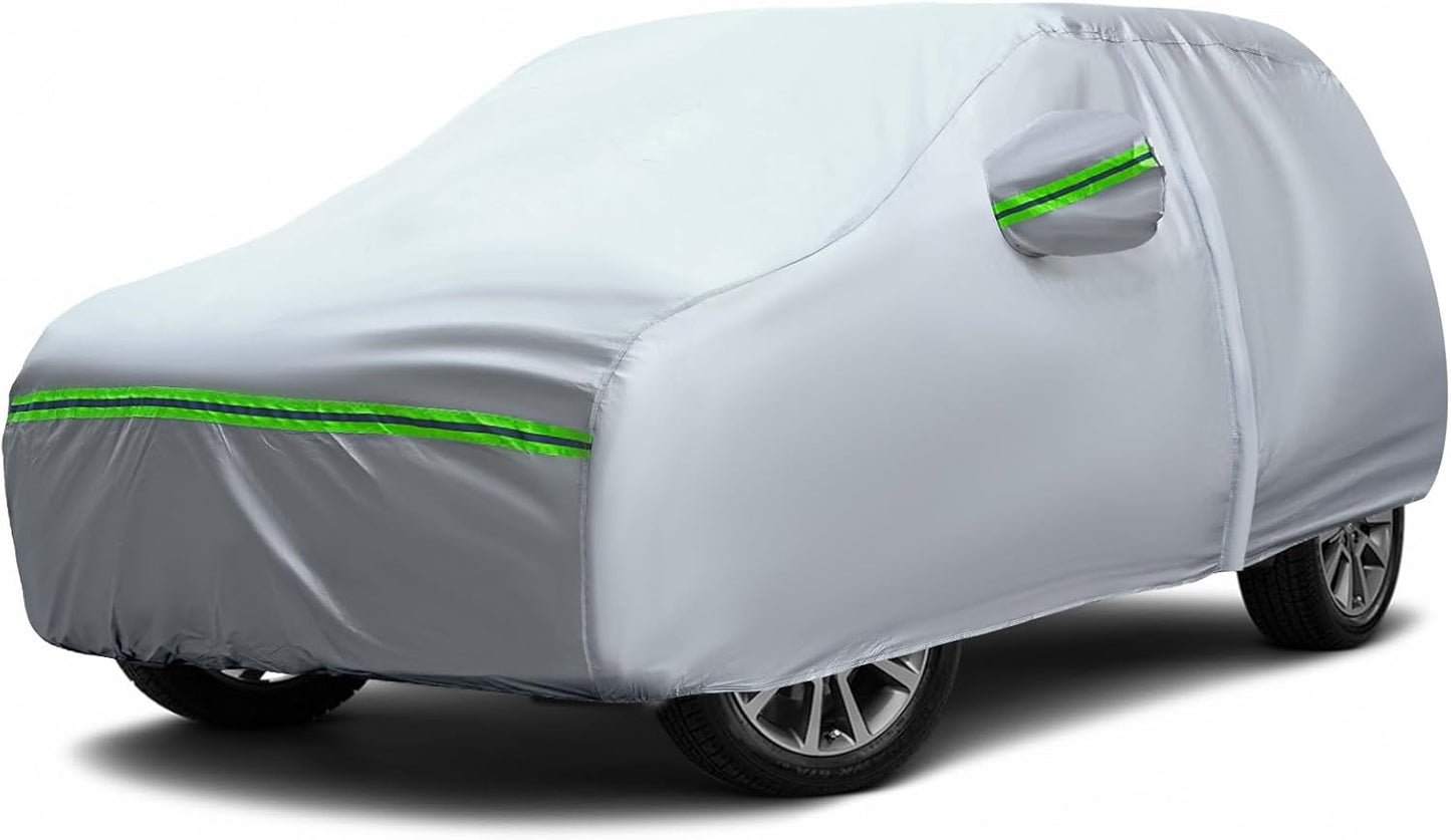 AUQDD 6-Layers Premium SUV Car Cover Waterproof All Weather Weatherproof UV Sun Protection Snow Dust Storm Resistant Outdoor Exterior Custom Form-Fit Full Padded Car Cover with Straps 214-232 K11…