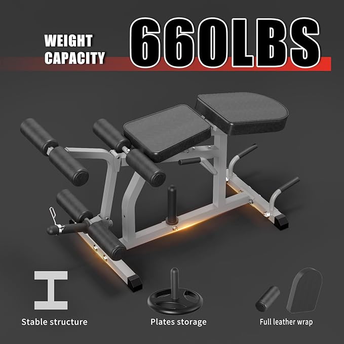 2-in-1 Adjustable Leg Extension and Curl Machine, Easy Transition, Home Gym Leg Machine, Weight Capacity 660LBS