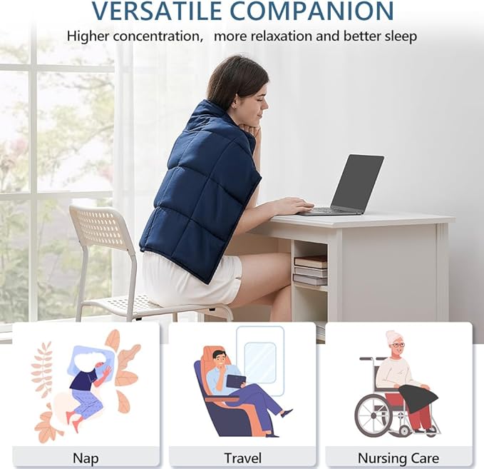 L'AGRATY Weighted Lap Pad 5lb: Small Weighted Blanket for Adults - Portable Travel - Cooling Blanket for Relaxation Sleeping - Washable All-Season (29" x 24")