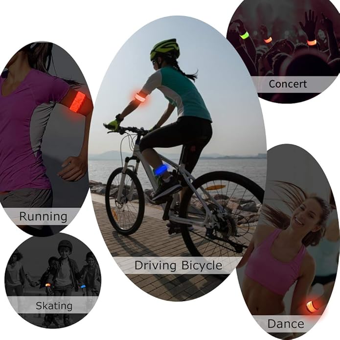 LOBKIN Safety Bracelets, LED Slap Armband Kids Walking at Night Safe LED Light Wrist Light Reflective Belt, Magic Band Running Lights for Runners