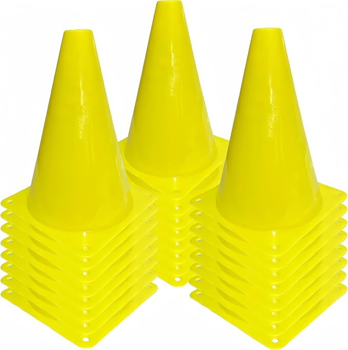 24 Pcs 7 Inch Plastic Traffic Cones, Basketball Football Drills, Skating, Sport Training Agility Markers, Indoor Outdoor Games, Multicolor