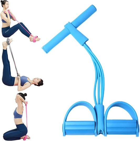 21 Fitness Resistance Bands - 4 Tube Pedal Ankle Puller, Yoga Handle Bands Exerciser Multifunction Trainer Tension Rope for Body, Abdomen, Waist, Arm, Tummy Exercise Stretching Training ( Color : Blue