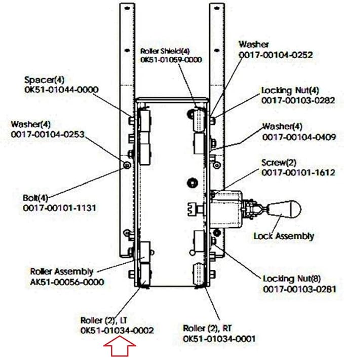 Left Roller Set 0K51-01034-0002 Works with Life Fitness Cybex Stationary Bike, Black