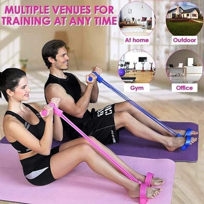 21 Fitness Resistance Bands - 4 Tube Pedal Ankle Puller, Yoga Handle Bands Exerciser Multifunction Trainer Tension Rope for Body, Abdomen, Waist, Arm, Tummy Exercise Stretching Training ( Color : Gree