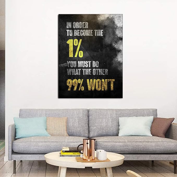 1% Entrepreneur Motivational Canvas Wall Art -Inspirational Office Wall Art Poster Quotes - Canvas Artwork Picture Print Framed for Home Office Bathroom Bedroom Wall Decor -24"X36"