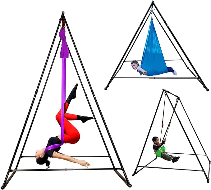 KT Dedicated Stand Frame For Aerial Yoga And Therapy Sensory Hammock Model KT1.1520YG. Foldable, Portable, Height Adjustable, Stable and Durable Upgraded Yoga Swing Stand Frame