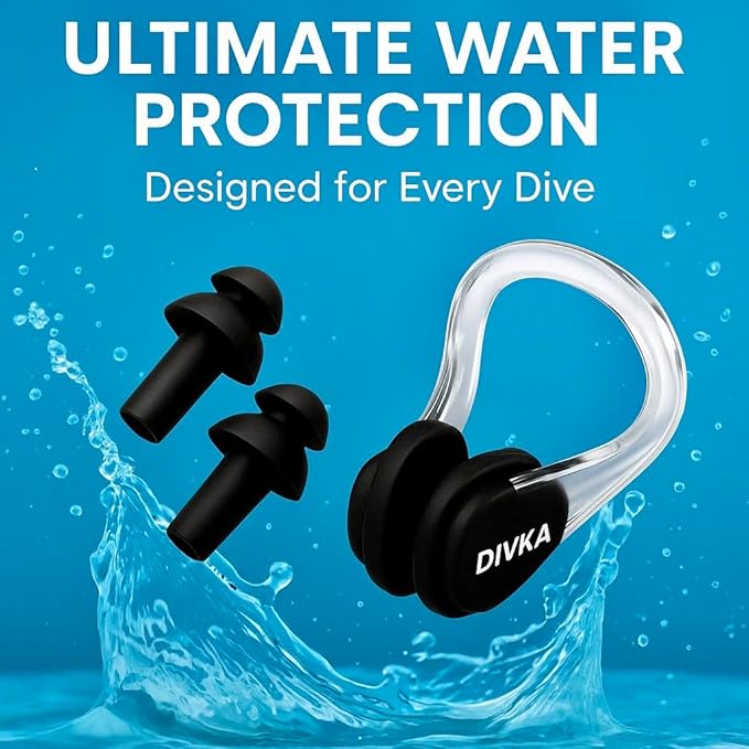 2-Pack Premium Quality Silicone Swim Caps for Women, Men, Teens & Adults – Medium Size – Stretchable & Durable, Includes Ear Plugs & Nose Clip, Extra Room for Long Hair, Non-Slip & Waterproof