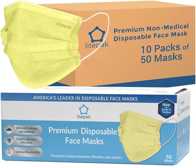 Litepak 500pcs Premium Disposable Face Mask SOFT 3ply Nose Wire