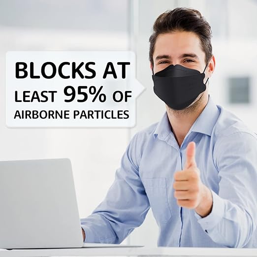LEVENIS KN95 Face Masks 50 Pack, Breathable Comfortable and Disposable KN95 Mask, Black