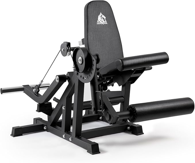 LIONSCOOL Leg Extension and Curl Machine V4.0, 1100lbs Capacity Adjustable Seated Leg Extension, Lying Leg Curl Bench, Cable Operated 2” Plate Loadable Lower Body Exercise Equipment for Home Gym