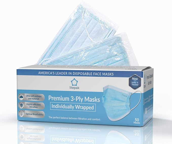 Litepak 500pcs Premium Disposable Face Mask SOFT 3ply Nose Wire