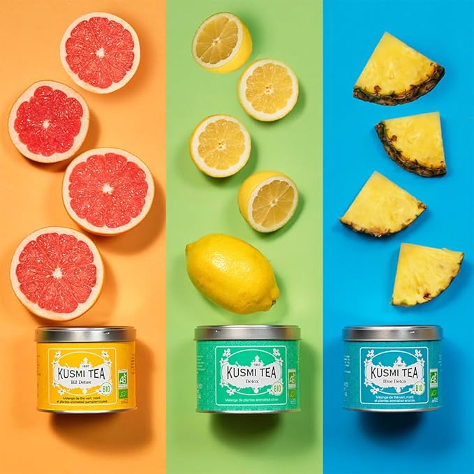Kusmi Tea - BB Detox - Iconic Detox Tea - 100% Organic - Blend of Green Tea, Mate & Grapefruit - Organic Flavored Yerba Mate Tea - Loose Leaf - Tin Box of 3.5 oz - Quantity for about 50 cups