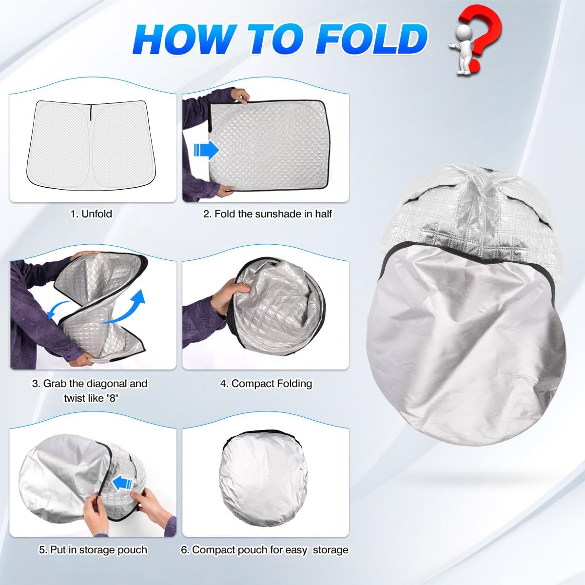 Windshield Sun Shade for 2021-2025 2026 Nissan Rogue (Not for Rogue Sport) Thicken 6-Layer Foldable Front Window Sunshade Cover Sun Visor Protector Block UV Rays Keep Vehicle Cool