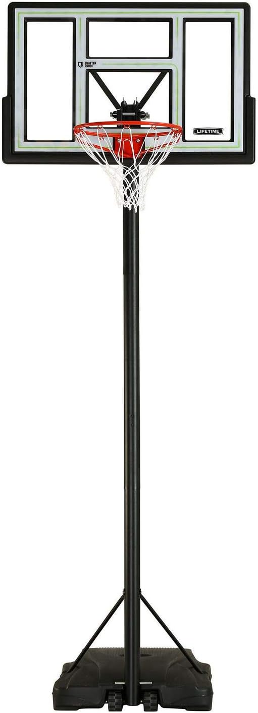 Lifetime Pro Court Height Adjustable Portable Basketball System, 44 Inch Backboard, Blue/White