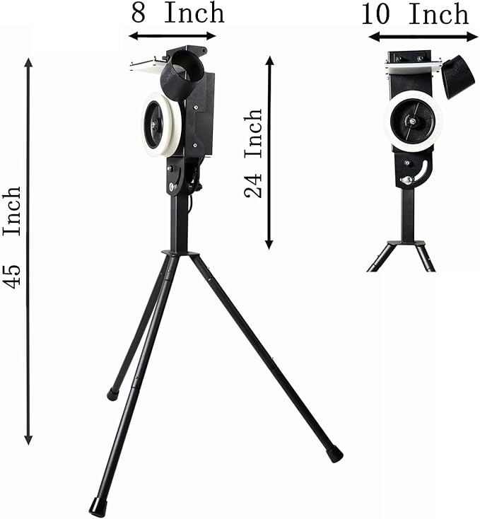 Lite 9” Baseball Pitching Machine - Adjustable Speed & Angle,45MPH Lightweight & Portable, Perfect for Hitting and Fielding Training