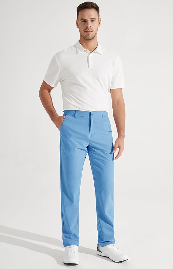 Libin Mens Golf Pants Stretch Work Dress Pants 30"/32"/34" Quick Dry Lightweight Casual Comfy Trousers with Pockets