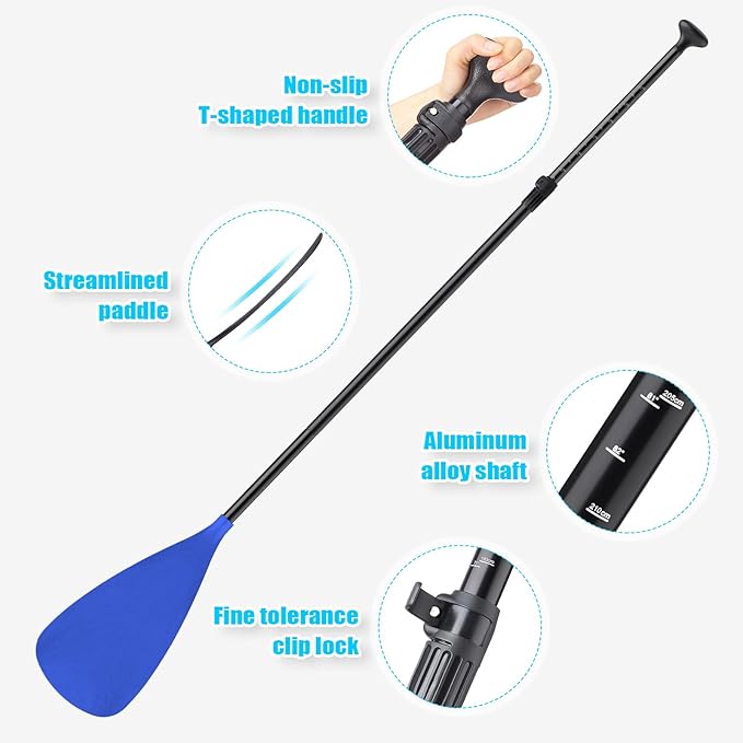 2 Set of 3 Pieces Sup Paddle Board Paddle Kayak Adjustable Stand up Oar Aluminum Alloy Lightweight Replacement Paddleboard Detachable Aluminum Alloy Shaft for Surfing Fishing