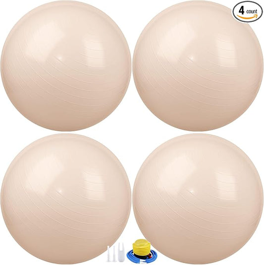Leyndo 4 Pcs 26 Inch Yoga Exercise Ball Pilates Pregnancy Birthing Fitness Ball with Quick Pump Anti Burst for Improved Posture, Balance, Yoga, Pilates, Training