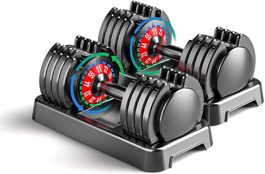 25/55lbs Adjustable Dumbbells Set, Dumbbells with Anti-Slip Metal Handle for Exercise & Fitness Fast Adjust Weight for Full Body Workout Fitness