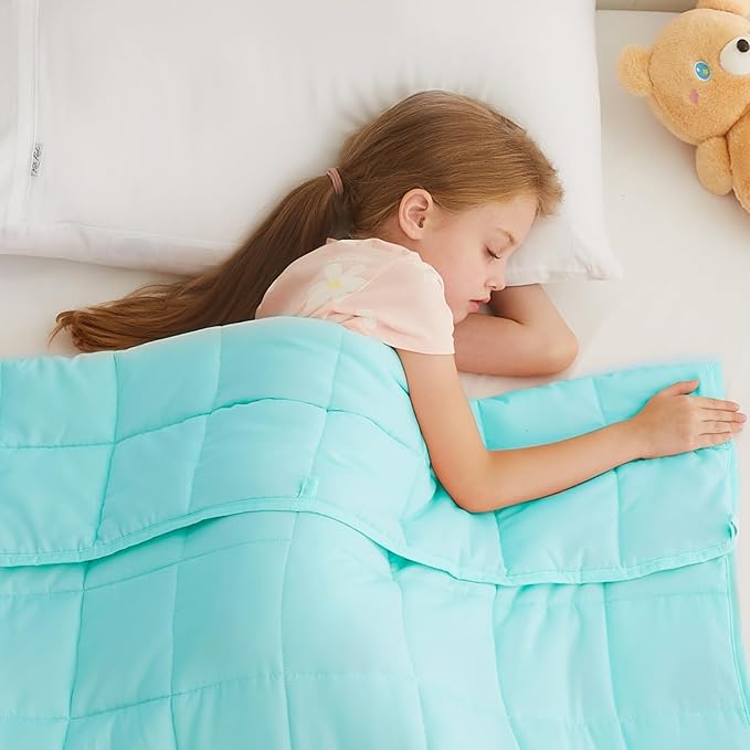 L'AGRATY Weighted Blanket - 40"x60" 7lbs Cooling Breathable Weighted Blanket Microfiber Material with Glass Beads