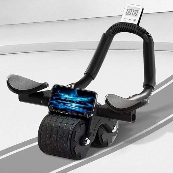 2024 New Ab Roller Wheel with Timer & Knee Mat,Automatic Rebound Abdominal Wheel with Elbow Support Ab Workout Equipment for Strengthening Core Muscles Abs Exercise Roller for Women Men