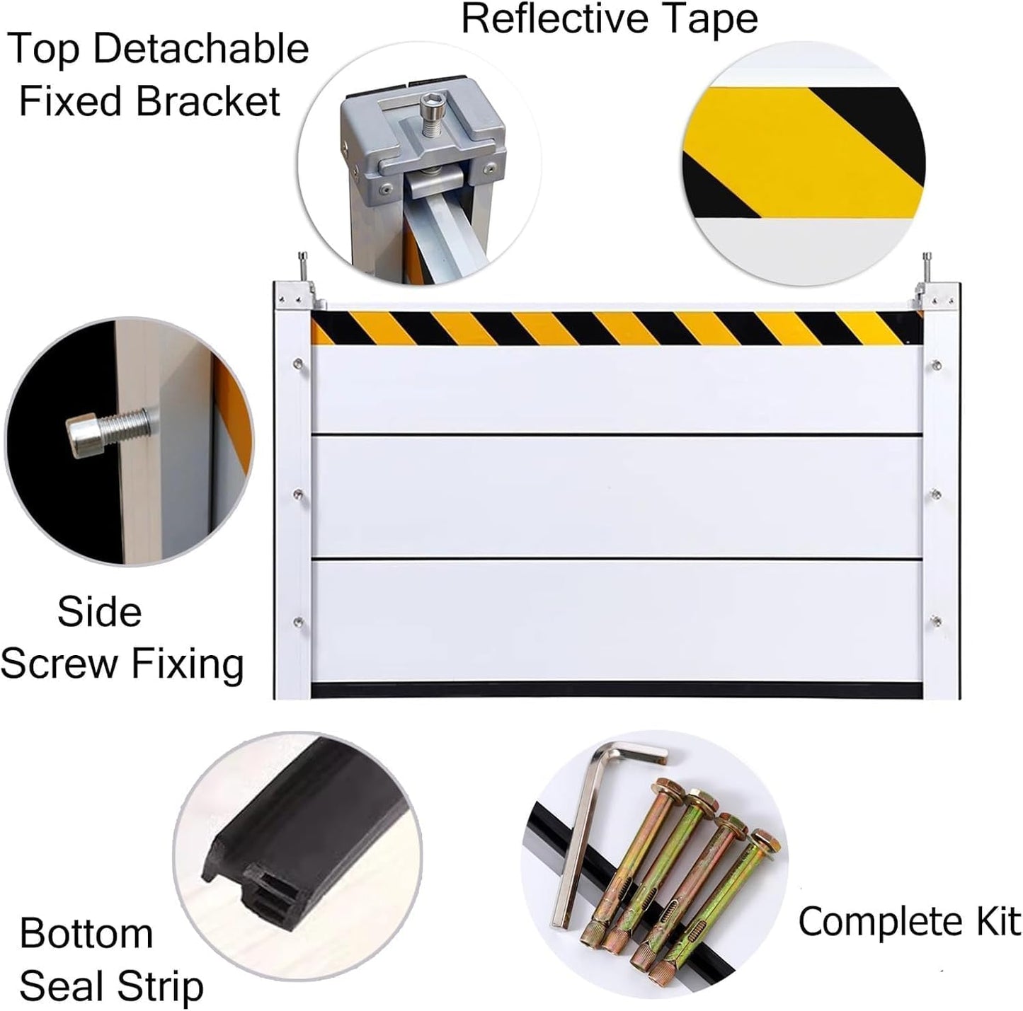 Reusable Heavy Duty Aluminum Flood Barriers for Home Exterior, Flood Protection Barriers Water Barrier Door Quick Detachable Garage Doors Detachable Mobile Rain Water Baffle (H 7.9 inch L 3.5FT)